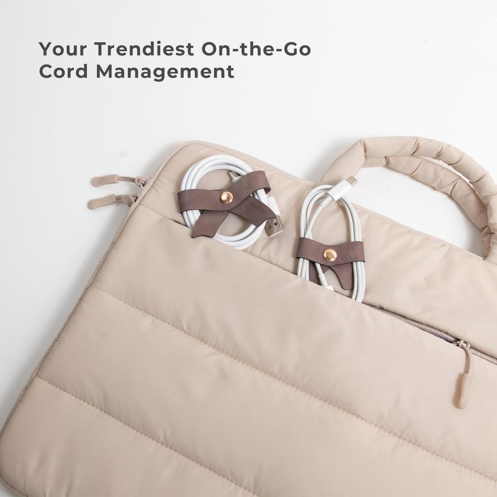 SenseAGE Cable Clips of PU Cute Earphone Cord Cable Management Caramel Brown x 5cm x [Set 5] Leather, Ribbon, Stationery, Clips, Winder, Organizer,
