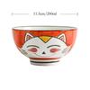 Set of 2pcs Cartoon Cat Bowl Ceramic Rice Bowl Cute Kitten Design Salad Bowl Maneki Neko Gift Household Dinnerware 4.5 Inch