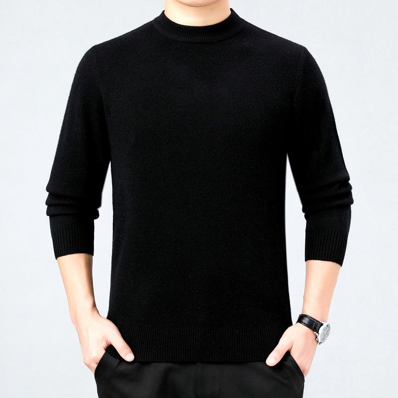 Herren Business Casual dicker Kaschmirpullover - Neuer Stil, Halbhoher Rundhalsausschnitt, 100% Reines Kaschmir, Hochwertige Basisschicht