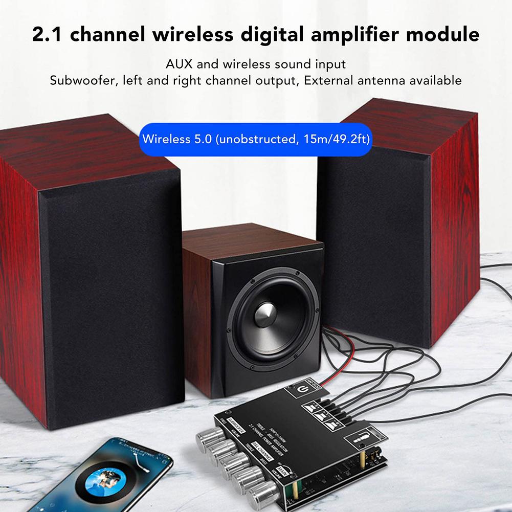 2.1 Channel Bluetooth-Compatible Audio Power Amplifier Module 50Wx2 100W AMP Board Amplifier Board for DIY Speakers Home Theater