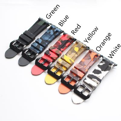 MERJUST Fashion Sport Camo Silicone Rubber Apple Watch 1 2 3 4 Watchband Correa Bracelet 42mm 44mm Iwatch Black White Green