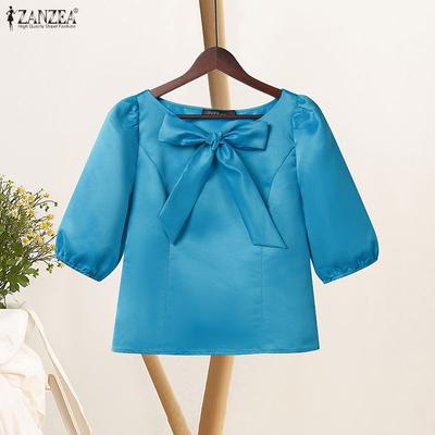 Women Casual Round Neck Summer Half Sleeve Satin Blouse
