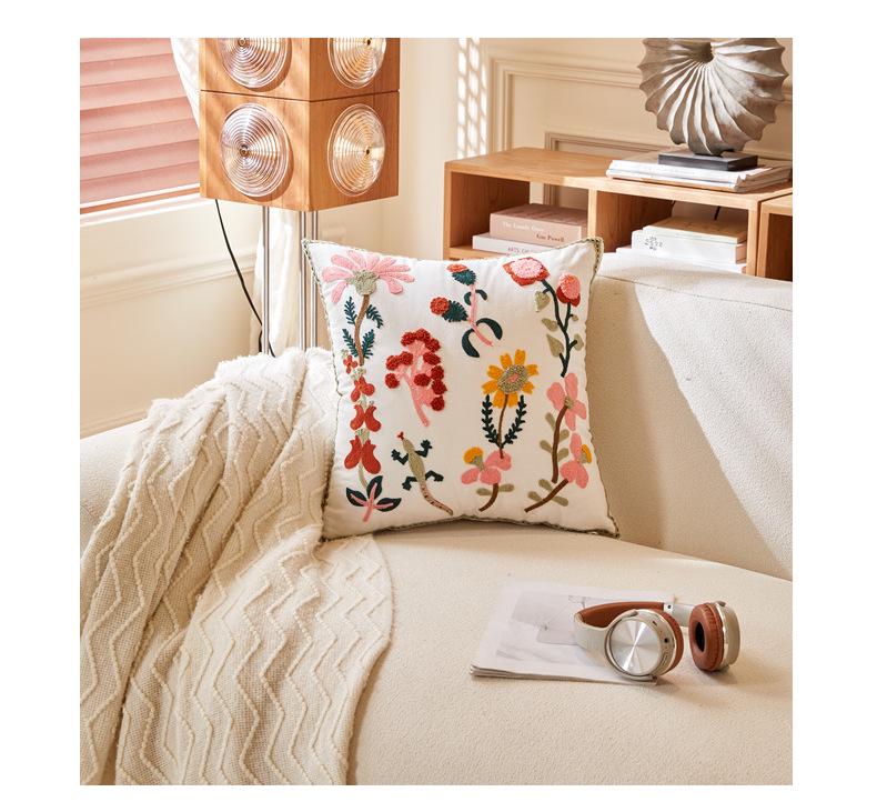 Luxuriöses pastoral gesticktes Gänseblümchen-Kissenbezug - Helles Wohnzimmer Sofa Kissen