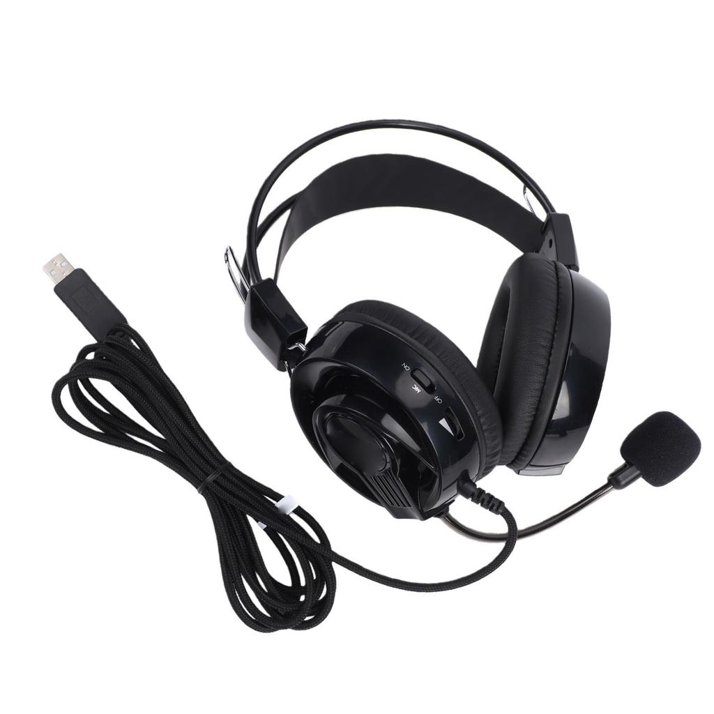 Headset with Microphone 120 degrees Rotatable USB Headphones Comfortable for Online Classes Language Exams Music