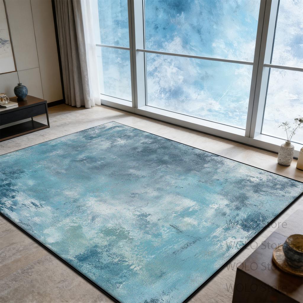 Vintage Blue abstract Carpet Luxury Living Room High-end washable Rug Bedroom Bed End Anti-slip Customizable Floor Mat Office