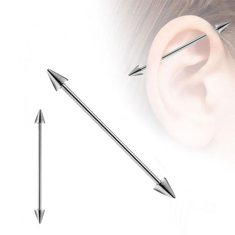 1 Stück Stahl Industrielles Ohrpiercing Industrielle Barbells Stange Gerüst Ohrknorpel Helix 14G Gold Silber Körperschmuck