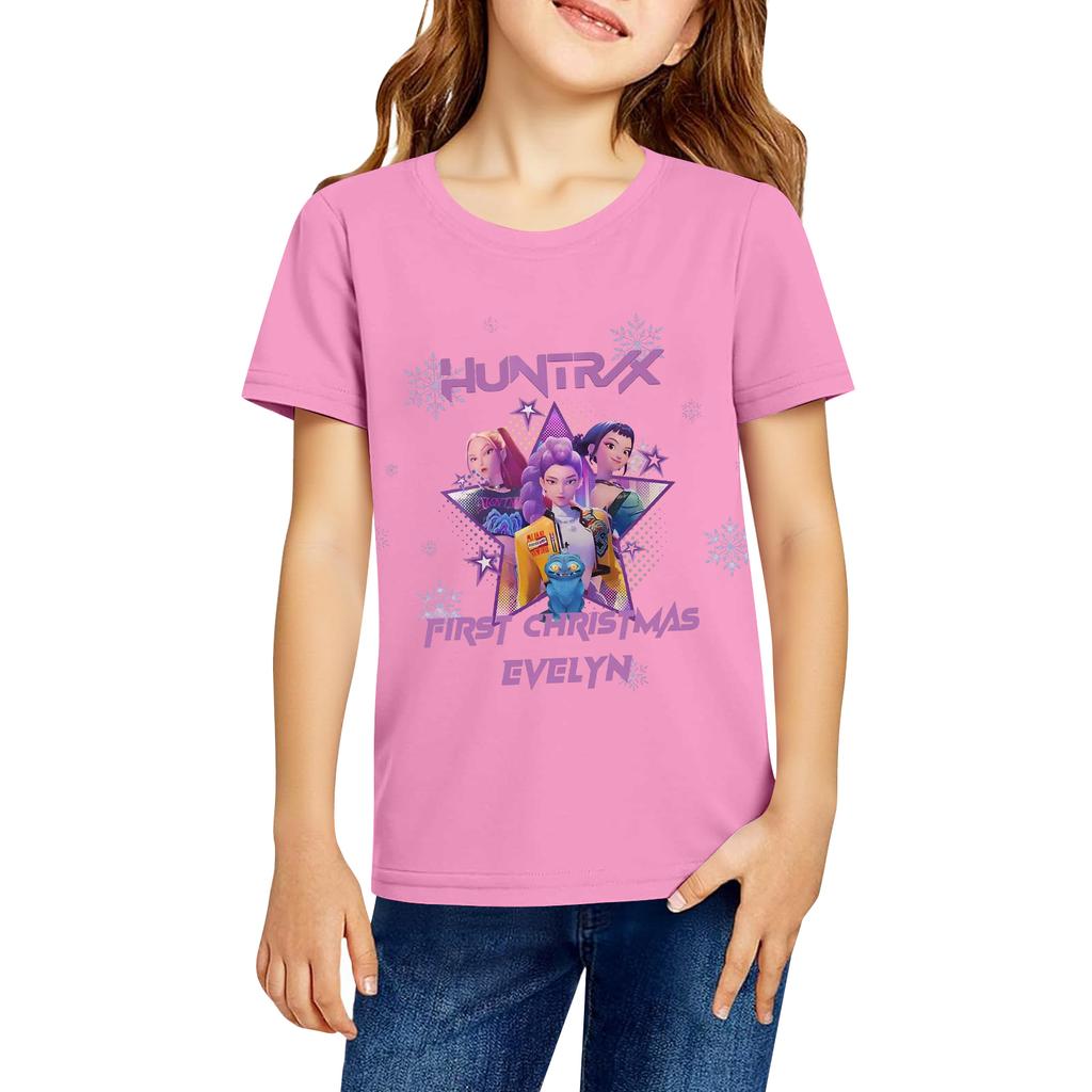 Fashionable Round Neck Short Sleeve Work Clothes Printed Tops For KID Summer Tops