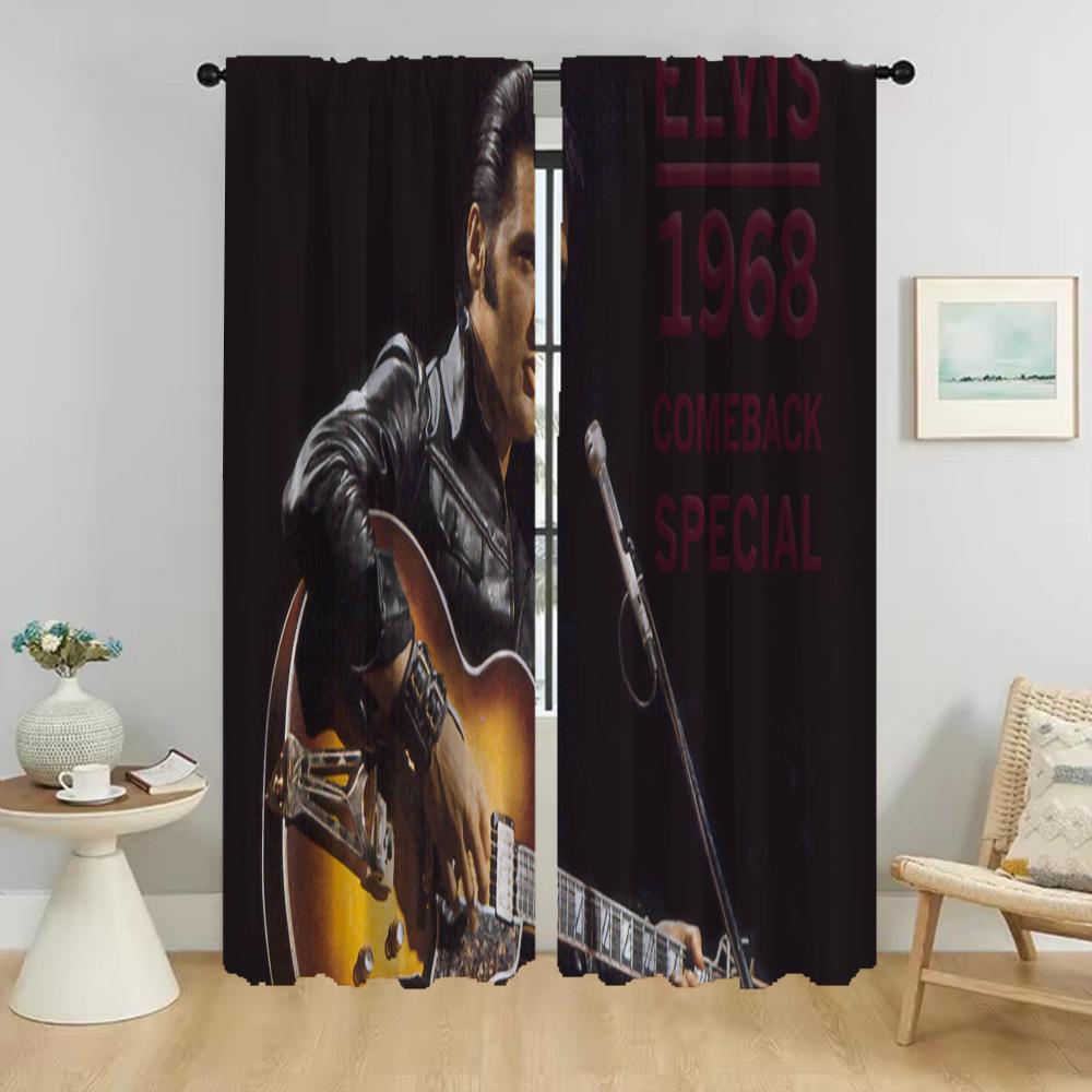 Elvis Partition Modern Living Room Curtains 2 Pieces Shades Halloween Decoration Tulle for Bedroom Home Interior Curtains Camera