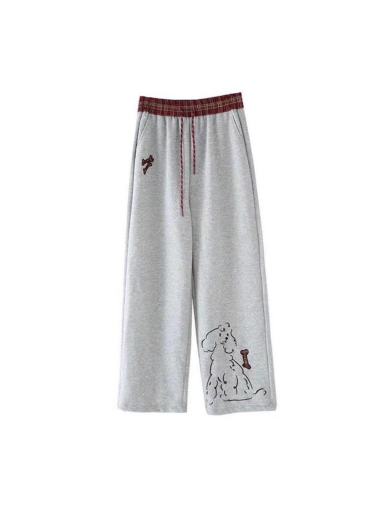 Hose mit weitem Bein im koreanischen Stil mit Print - Vielseitige & bequeme Damen-Freizeithose für Frühling/Herbst