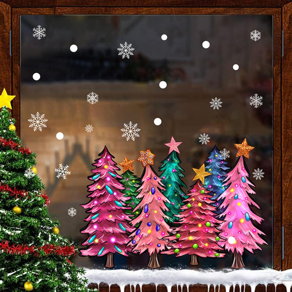 Christmas Static Cling Window Stickers for Living Room Bedroom Holiday Party Decorations