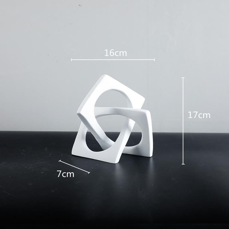 

Creative Geometric Ring Sculpture White Cross Square Hollow Winding Ornaments Decorative Figurines Home Decoration Accessories