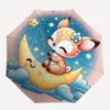 1pc Little Sika Deer & Moon Pattern Beautiful Looking Automatic Folding Umbrella, 3 Folding, 8 Pole Frame Design, Durable and Suitable for T