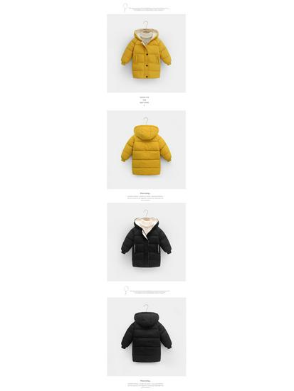 2023 Kids' Mid-Length Down Coat: Boys' & Girls' Winter Korean Style, Thickened Cotton-Padded