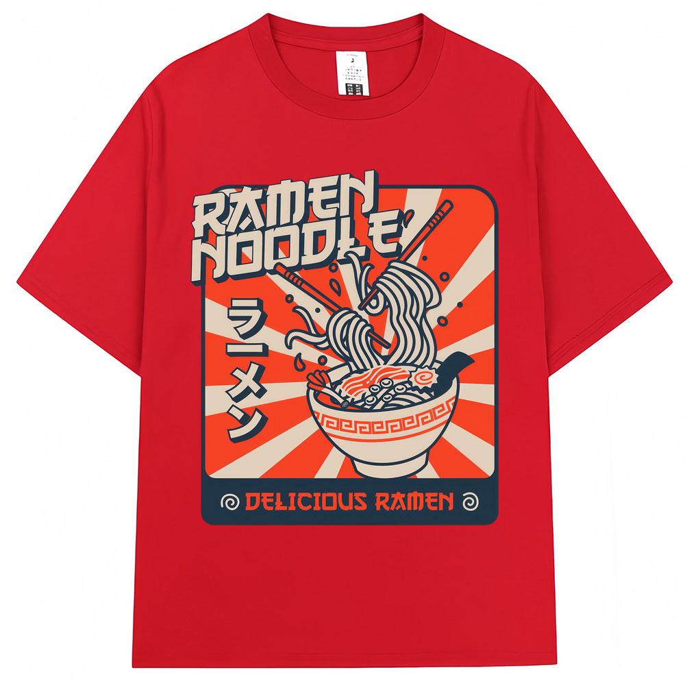 Japanese Style Delicious Ramen Graphic Vintage T Shirts 90s Anime Men Women Fashion Tshirt Men Women Oversized Cotton Tshirts S