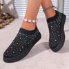 Fashion 2025 Brand Ladies Shoes Slip-on Women's Vulcanize Shoes Fashion Crystal Casual Plus Size Grid Best Seller Breathable Sneakers