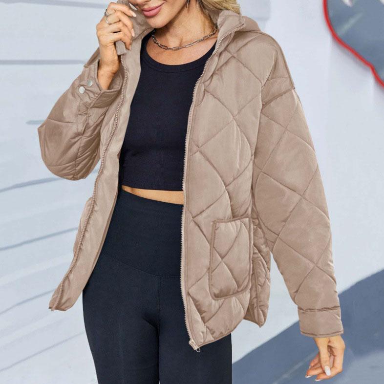 Grid Parker Coat Jacket Women Autumn Winter Warm Coats Woven Block Trend Hooded Comfortable Mom Y2k Coat Parkas