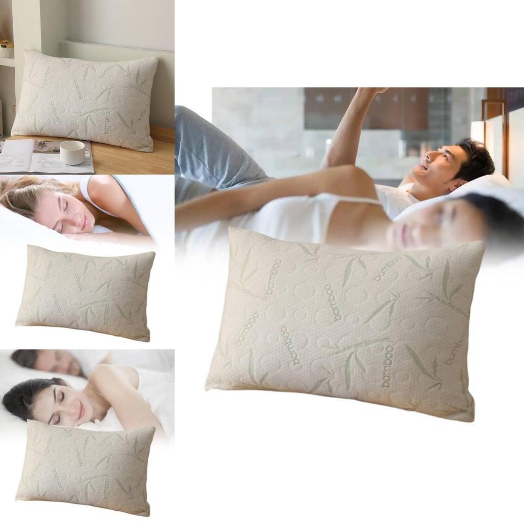 Memory Foam Luxury Pillow With Cool Silk Knit Cover For Adult Sleep Comfort