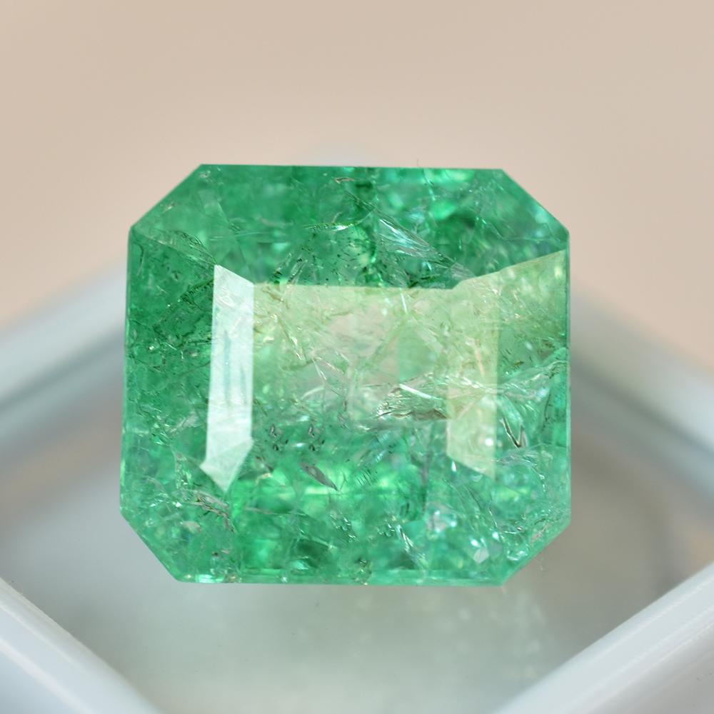 Natural Green Emerald 21.85ct Square Cut Certified Loose Gemstone