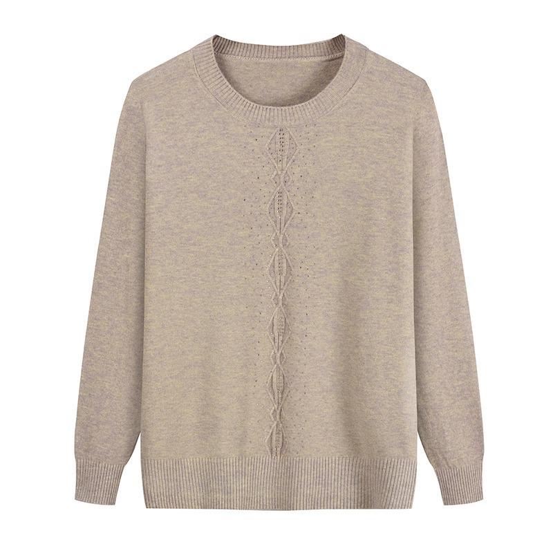 Women's Autumn/Winter Semi-High Neck Top: New Elastic Solid Color Sweater for Middle-Aged and Elderly