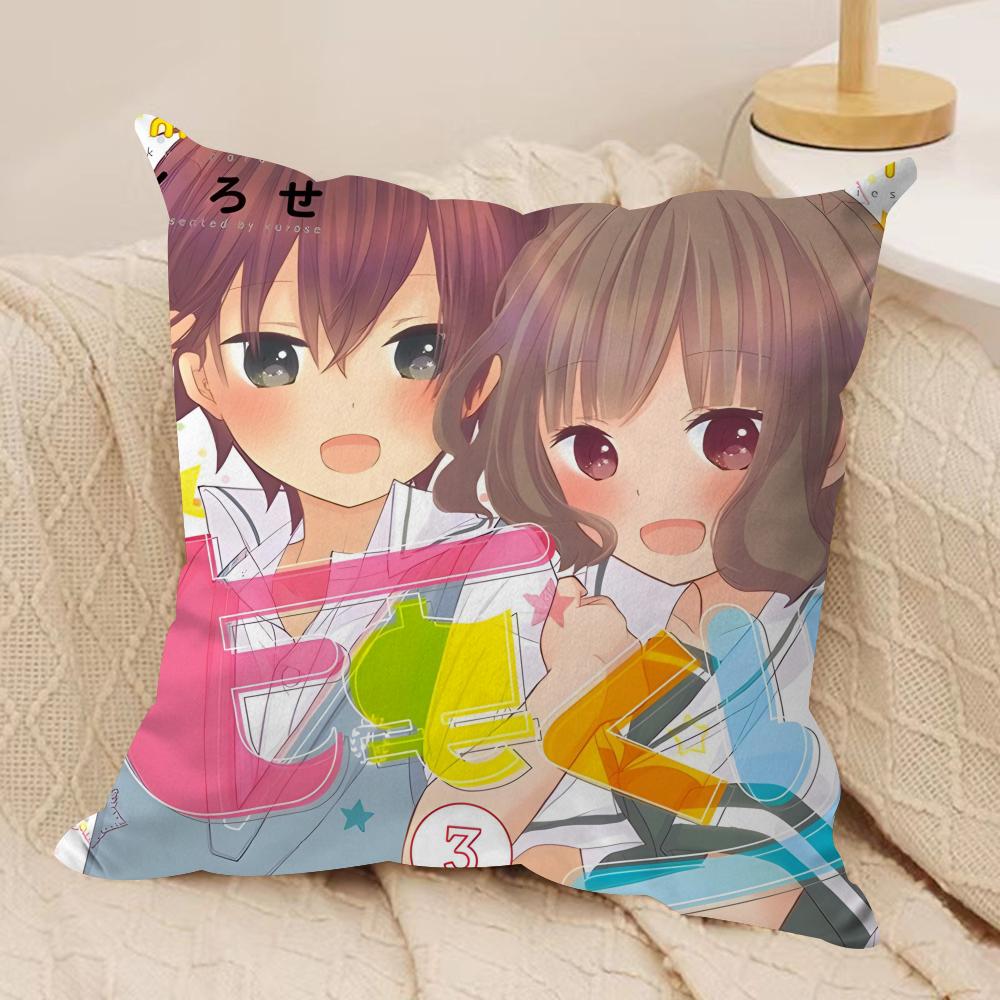 Anime M-Momokuri Cushion Cover Silky Short Plush Sofa Pillow Cover Hidden Zipper Soft Dustproof Case for Home Decor
