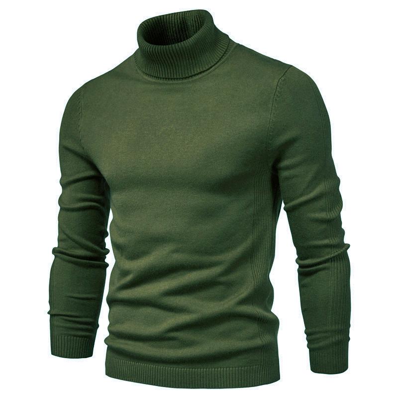 Autumn and Winter New Casual Men's Solid Color Pullover Sweater High Collar Men's Casual Knitwear