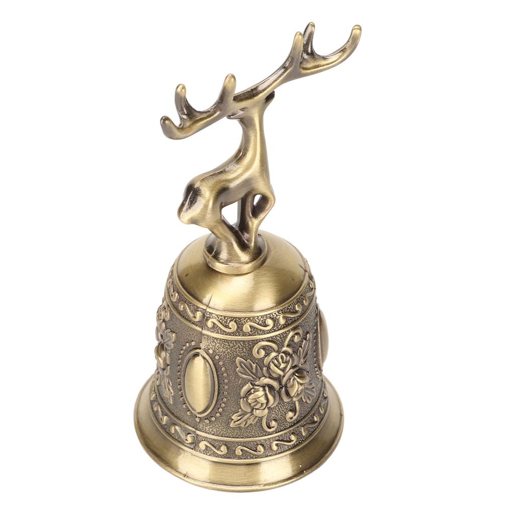 Deer Shape Hand Bell Vintage Plating Process Rustproof Polished Finish Metal Hand Bell for Dining