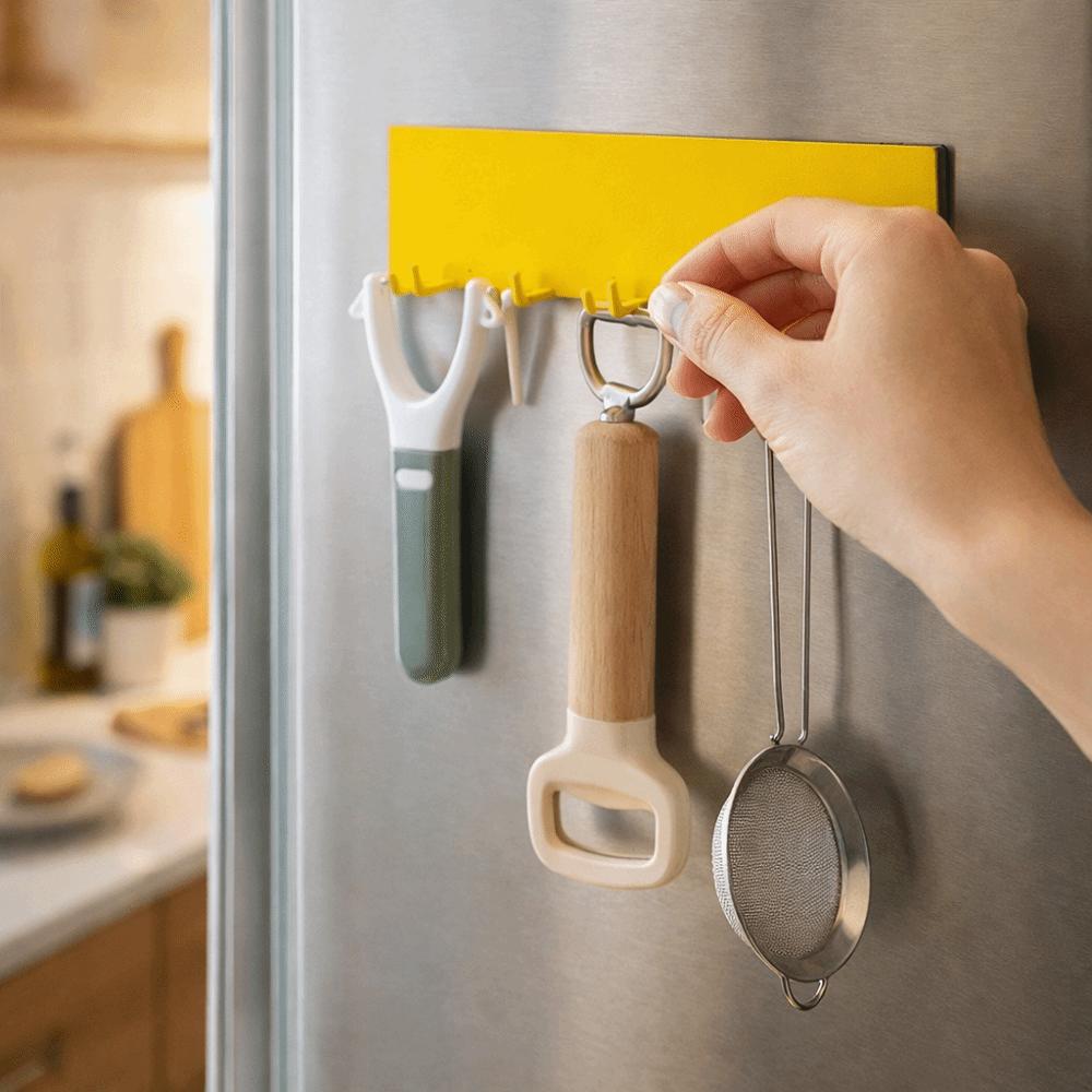 No Punch Refrigerator Magnetic Hook Wall Mounted Side Storage Rack Side Row Hook  Refrigerator Side