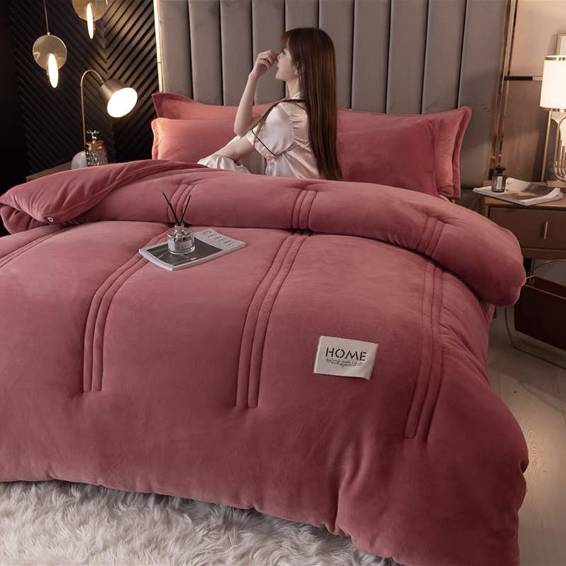 Thicken Lamb Double-faced Velvet Quilt Super Warm Winter Comforter Home Hotel Single Double Luxury Blanket Soft Quilt Duvets