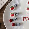 2pcs Korean Style Red Black Plaid Hairpins Strawberry Cherry Embroidery BB Clip Children's Hair Clip Bangs Clip Hair Accessories