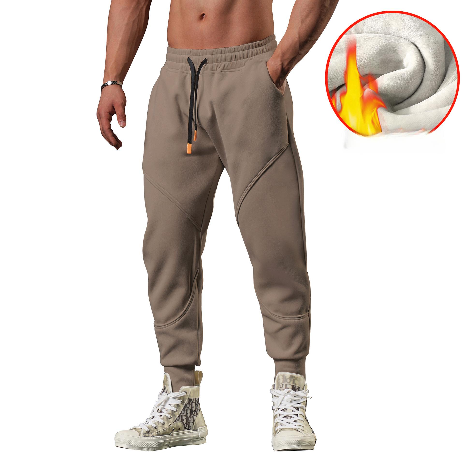 

Зима 2026 Новые Уличные Мужские Плюшевые Беговые Брюки Хлопковые Брюки 3XL темно-коричневого