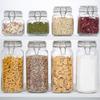 Airtight Glass Jars with Lids Set of 3. 78oz Glass Jar with Lid and 6 Silicone Seals! Large Glass Food Storage Containers. Square Mason Jar