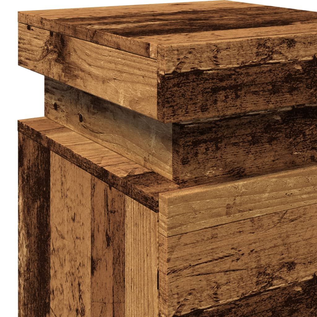LED Nightstands (2 pcs) Rustic Wood Look 35 x 39 x 55 cm Engineered Wood