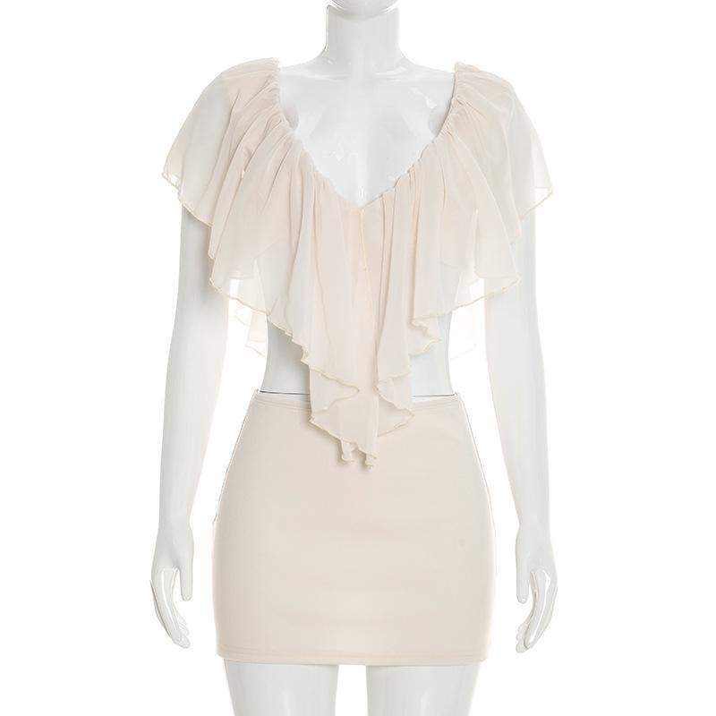 European and American Women s Spring/Summer Sexy V-Neck Backless Lace Set L