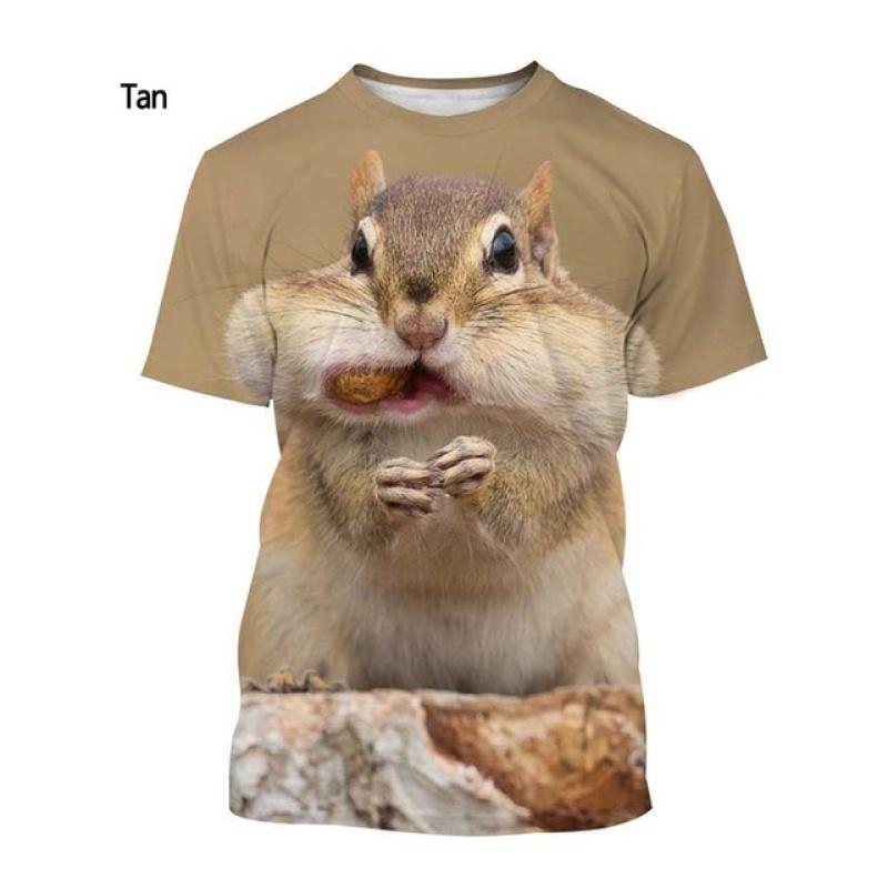 

Футболка с белкой, модная мужская и женская летняя повседневная футболка с короткими рукавами и 3D принтом животных XXXL