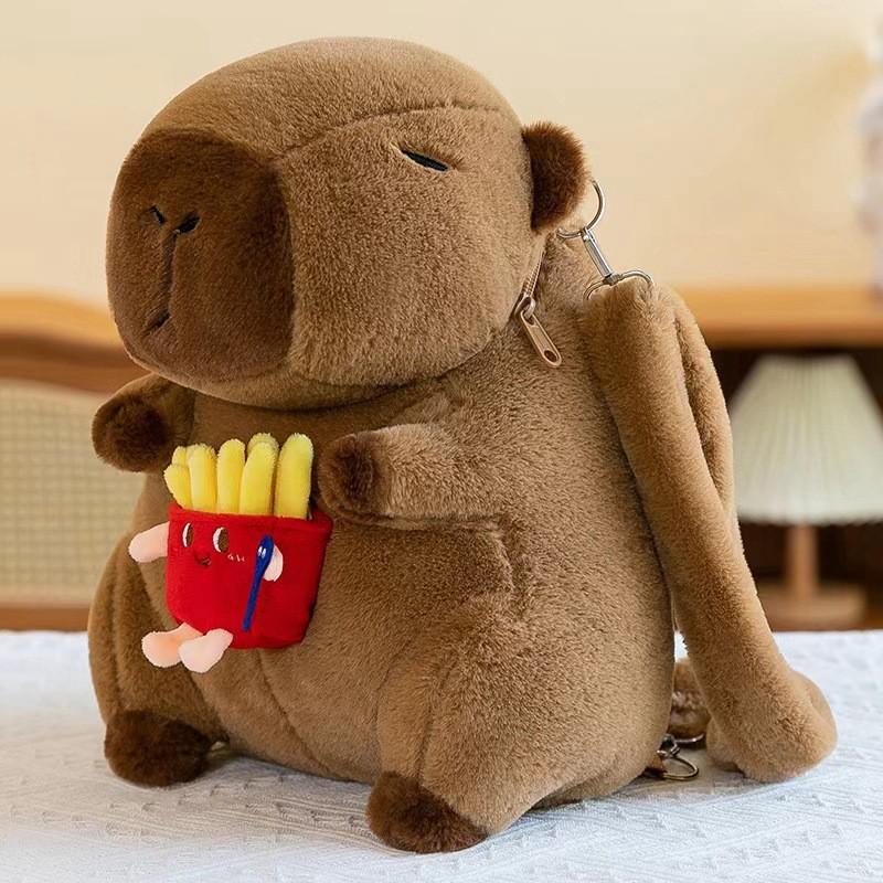 Designs Capybara Backpack Large Capacity Cartoon Animal Plush Doll Flower Bag