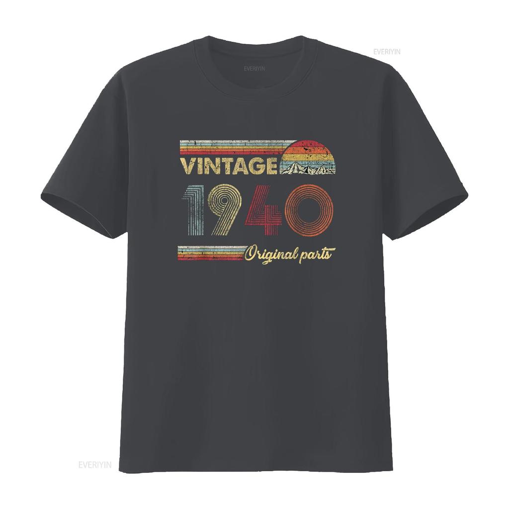 Retro Original Parts 80th Vintage 1940 Birthday T Shirt vintage Washed Stretched graphic streetwear Top For Everyday Wear