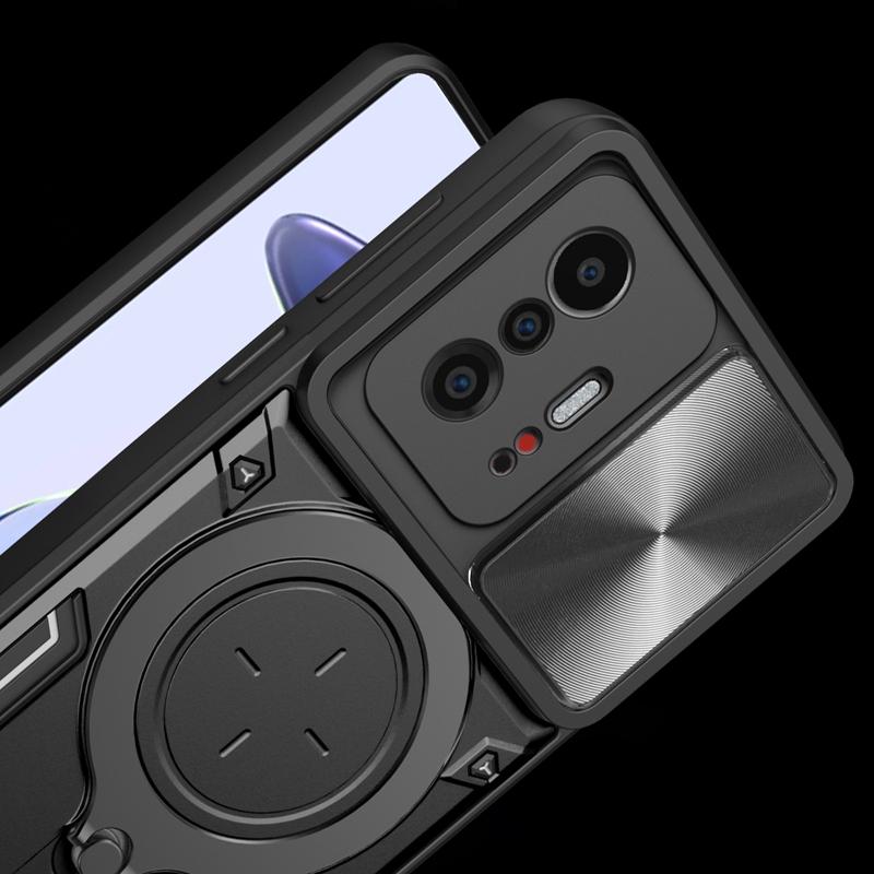 Luxury Shockproof Armor Case For Xiaomi Mi 11T 12T 13 Pro Lite Mi11T Mi12T 5G Anti Shock Ring Stand Holder Full Slide Cap Covers