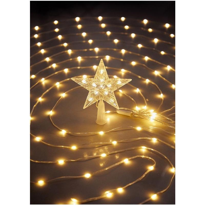 USB Five-pointed Star Lamp String 3.5M Waterfall Lamp Courtyard Outdoor Camping Garden Hanging Tree Lamp USB Christmas Led Lamp New Year Decorations