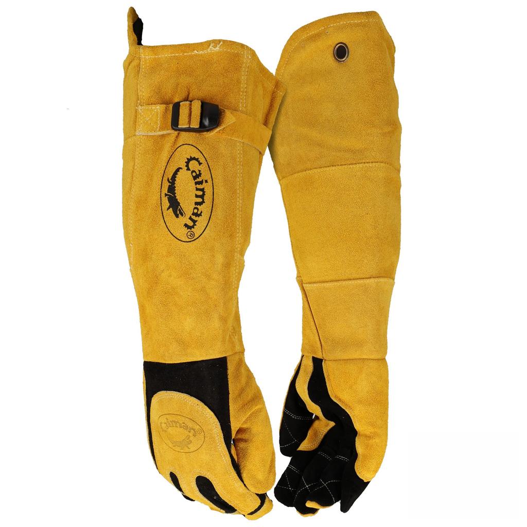 Caiman Kontour Black American Deer Welding Gloves with Cotton Fleece Long Cuff Skin/Boarhide Liner, (Large)