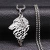 Wolf Head Head Pendant Necklace Stainless Steel Chain Choker for Men and Women Party Jewelry Cultural Event Accessory