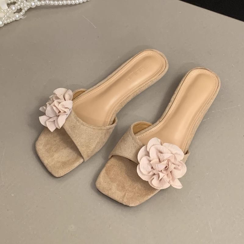 Fashion Summer Footwear Open Toe Women's Flower Slippers Fashion Ladies Outdoor Concise Beach Vacation Slides Sandalias De Mujer Size 35