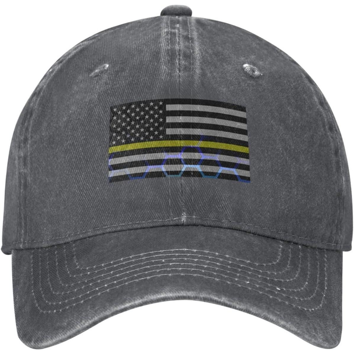 

Thin Yellow Line Flag Baseball Cap Distressed Denim Style Adjustable Dad Hat for Men Women Can Be Adjusted сірий