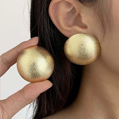 New Metal Round Earrings With Fashionable Personality Gold Frosted Earrings Women's Trendy Jewelry Accessories