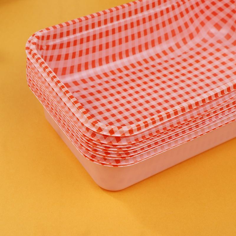 10Pcs Plaid Disposable Rectangular Plastic Packing Box With Lid Cream Cake Sale Package Box Picnic Bento Sushi Bread Containers