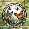 Acrylic Colorful Butterflies and Flowers Suncatcher, Stained Glass Style Window Hanging Ornament for Nature and Garden Lovers