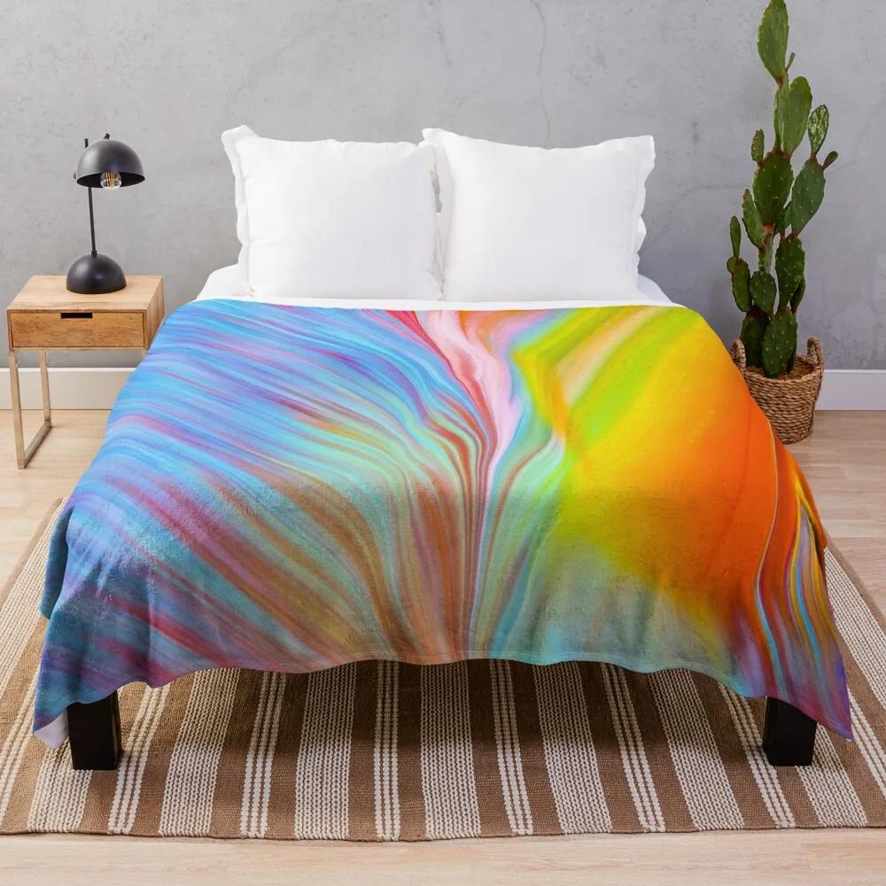 Tie Dye Colourful Flannel Throw Blanket Abstract Art Blanket Lightweight Super Soft for Bed Sofa Couch Decor for Kids Boys Girls