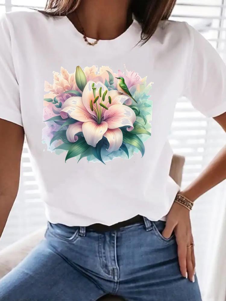 (Asian Size) Tee Top Clothing T Shirt Women star trend cute Fashion Woman Print Female Short Sleeve Graphic T-shirts