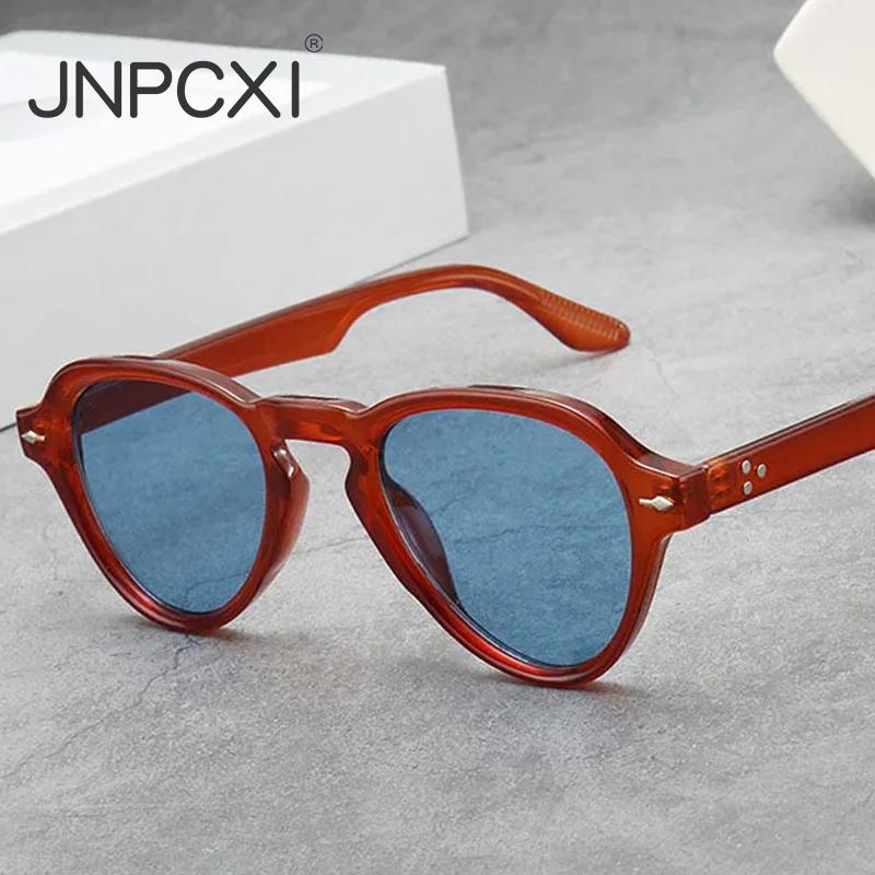  Ins Popular Fashion Oval Sunglasses Men Gradient Shades UV400 Vintage Rivets Women Trending Sun Glasses