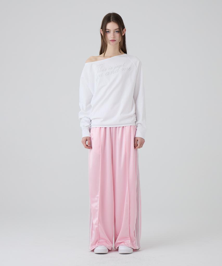 DANGLEDROP Dgdp Balloon Fit Curved Line Track Pants_Light Pink