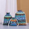 Ethnic Retro Print Stripe Cotton Drawstring Jewelry Gift Bag